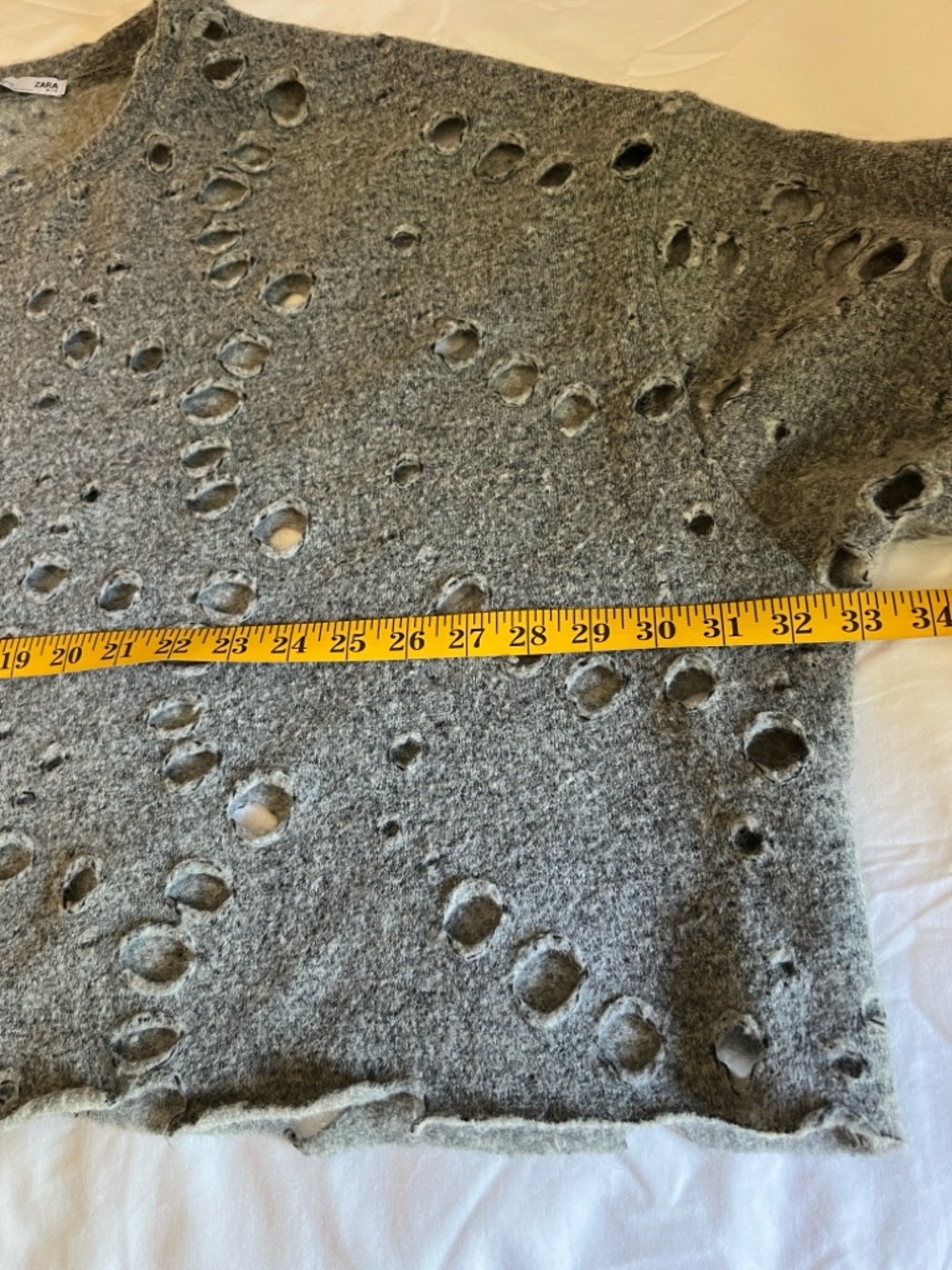 Zara Gray Distressed Hole-Detail Sweatshirt - Picture 4 of 5